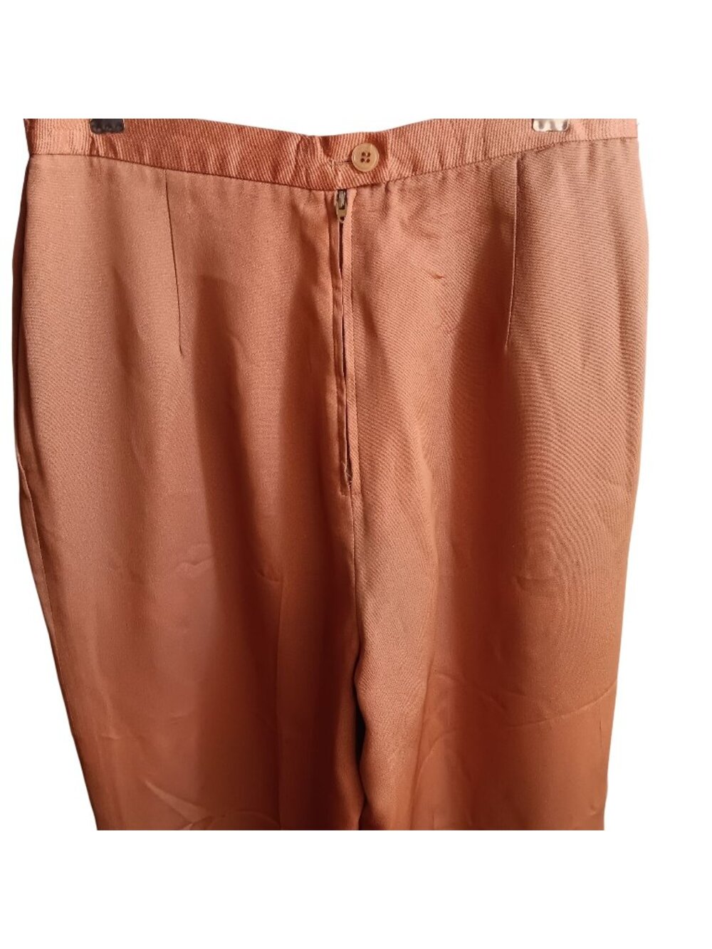 Vintage Womens Pants 10 27x30 John Meyer 1960's Shiny Pleated Salmon Pink